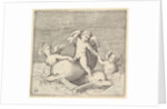 Three Cupids and Two Dolphins, published ca. 1599-1622 by Unknown