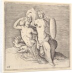 Woman with Shield Seated on Seamonster, published ca. 1599-1622 by Unknown