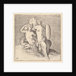 Woman with Shield Seated on Seamonster, published ca. 1599-1622 by Unknown