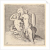 Woman with Shield Seated on Seamonster, published ca. 1599-1622 by Unknown