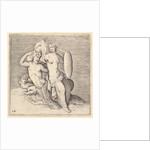 Woman with Shield Seated on Seamonster, published ca. 1599-1622 by Unknown