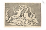 Man Playing Two Flutes and Woman on Lionskin, published ca. 1599-1622 by Unknown