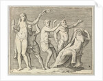 Two Figures, a Faun, and a Satyr approach a Recliniing Woman, published ca. 1599-1622 by Unknown