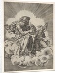 St. Matthew, seated on a cloud with legs crossed and dipping a quill into an inkwell…, after 1518 by Unknown