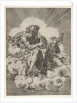St. Matthew, seated on a cloud with legs crossed and dipping a quill into an inkwell…, after 1518 by Unknown