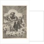 St. Matthew, seated on a cloud with legs crossed and dipping a quill into an inkwell…, after 1518 by Unknown
