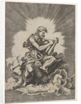 St. John, seated and holding a writing instrument to a tablet, an eagle with outstre…, after 1518 by Unknown