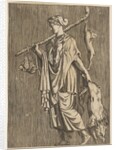Woman returning from a hunt carrying a boar in her left hand and a stick on her r…, ca. 1515-1600 by Unknown