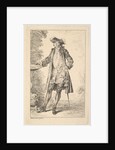 Standing man with his right hand resting on a basin, shown in three-quarters view with…, ca. 1710 by Jean-Antoine Watteau
