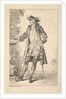 Standing man with his right hand resting on a basin, shown in three-quarters view with…, ca. 1710 by Jean-Antoine Watteau