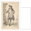 Standing man with his right hand resting on a basin, shown in three-quarters view with…, ca. 1710 by Jean-Antoine Watteau