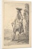 Man walking and carrying a cane in his right hand, shown in three-quarters view with h…, ca. 1710 by Jean-Antoine Watteau
