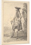 Man walking and carrying a cane in his right hand, shown in three-quarters view with h…, ca. 1710 by Jean-Antoine Watteau