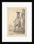 Man walking and carrying a cane in his right hand, shown in three-quarters view with h…, ca. 1710 by Jean-Antoine Watteau