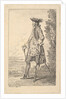 Man walking and carrying a cane in his right hand, shown in three-quarters view with h…, ca. 1710 by Jean-Antoine Watteau