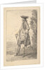 Man walking and carrying a cane in his right hand, shown in three-quarters view with h…, ca. 1710 by Jean-Antoine Watteau