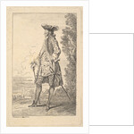 Man walking and carrying a cane in his right hand, shown in three-quarters view with h…, ca. 1710 by Jean-Antoine Watteau