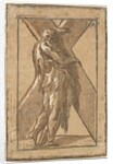 Saint Andrew standing in profile holding a large cross from a series of 'Twelve Apo…, ca. 1540-50 by Unknown