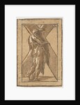 Saint Andrew standing in profile holding a large cross from a series of 'Twelve Apo…, ca. 1540-50 by Unknown