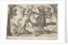 Hercules and Cerberus: Hercules grasps the collar of Cerberus, two demons appear at left…, 1608 by Antonio Tempesta