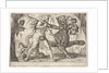 Hercules and Cerberus: Hercules grasps the collar of Cerberus, two demons appear at left…, 1608 by Antonio Tempesta
