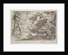 Hercules and the Serpent Ladon: Hercules draws his bow, the rearing serpent appears in pro…, 1608 by Antonio Tempesta