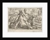 Hercules and Achelous: at center Hercules grasps the horns of a bull while pressing his ri…, 1608 by Antonio Tempesta
