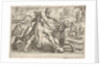 Hercules and Achelous: at center Hercules grasps the horns of a bull while pressing his ri…, 1608 by Antonio Tempesta