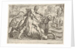 Hercules and Achelous: at center Hercules grasps the horns of a bull while pressing his ri…, 1608 by Antonio Tempesta