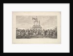 The Inauguration of the Statue of Louis XV, Vignette on page 1, from Description des Trava…, 1766 by Augustin de Saint-Aubin
