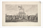 The Inauguration of the Statue of Louis XV, Vignette on page 1, from Description des Trava…, 1766 by Augustin de Saint-Aubin