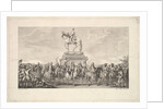 The Inauguration of the Statue of Louis XV, Vignette on page 1, from Description des Trava…, 1766 by Augustin de Saint-Aubin