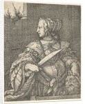 Judith, half-length and in profile to the left, a sword in her right hand and the head of Holo… by Barthel Beham