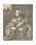 Judith, half-length and in profile to the left, a sword in her right hand and the head of Holo… by Barthel Beham