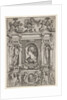 Bust of a woman in profile facing left, set in an elaborate frame with figures in n…, ca. 1540-80 by Battista del Moro