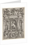 Bust of a woman in profile facing left, set in an elaborate frame with figures in n…, ca. 1540-80 by Battista del Moro
