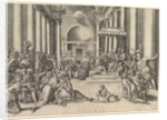 Constantine Presenting the City of Rome to the Holy See, at right, many spectators …, ca. 1530-61 by Battista Franco Veneziano