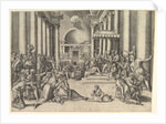 Constantine Presenting the City of Rome to the Holy See, at right, many spectators …, ca. 1530-61 by Battista Franco Veneziano