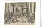 Constantine Presenting the City of Rome to the Holy See, at right, many spectators …, ca. 1530-61 by Battista Franco Veneziano
