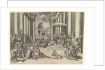 Constantine Presenting the City of Rome to the Holy See, at right, many spectators …, ca. 1530-61 by Battista Franco Veneziano
