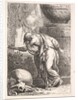 A young man, seen from behind and ascending a step towards the left, a cloak draped over h…, 1766 by Bossi