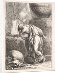 A young man, seen from behind and ascending a step towards the left, a cloak draped over h…, 1766 by Bossi