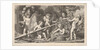 Six putti playing with the arms of Mars, four holding onto a large lance, one on the left …, 1769 by Bossi