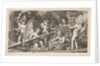Six putti playing with the arms of Mars, four holding onto a large lance, one on the left …, 1769 by Bossi