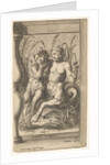 Two tritons embracing, one playing a panpipe, the second holding a conch shell set within …, 1579 by Cherubino Alberti