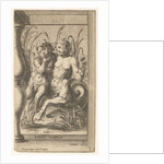 Two tritons embracing, one playing a panpipe, the second holding a conch shell set within …, 1579 by Cherubino Alberti