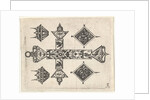 Blackwork Print with a Latin Cross and Four Motifs, ca. 1620 by Claes Jansz Visscher