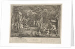 The Education: in a forest, to right an old satyr instructor holdin…, ca. 1700-1720 by Claude Gillot