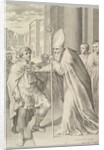 St. Ambrose, Archbishop of Milan, Turning Back Emperor Theodosius, 1681 by Claude Mellan