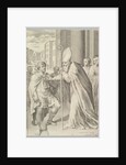 St. Ambrose, Archbishop of Milan, Turning Back Emperor Theodosius, 1681 by Claude Mellan